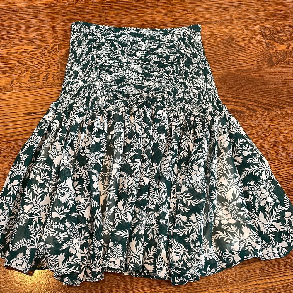MAJE green floral mini smock skirt size 1
